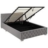 thumbnail of tectake Gestoffeerd bed met LED-strips & opbergruimte - donkergrijs, 140 x 200 cm - 405975