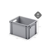 thumbnail of PROREGAL Eurobehälter mit offenem Griff | HxBxT 23,5x30x40cm | 22 Liter | Grau | Eurobox, Transportbox, Transportbehälter, Stapelbehälter