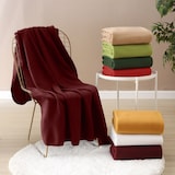 thumbnail of Polar Fleecedecke 130x160 OEKO-TEX ca. 400g Gewicht, mit Antipilling & Kettelrand - Farbe rot weinrot