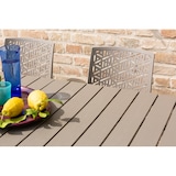 thumbnail of Mesa de jardín rectangular 180x90 cm, estructura de acero y lamas efecto madera, 6 plazas, estilo moderno para jardín o terraza–THOMAS–Tórtola