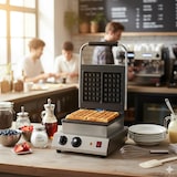 thumbnail of WORLDMAI elektrisches Waffeleisen für zwei rechteckige Waffeln für die Gastronomie. INOX-Waffelmaschine mit Antihaftbeschichtung.