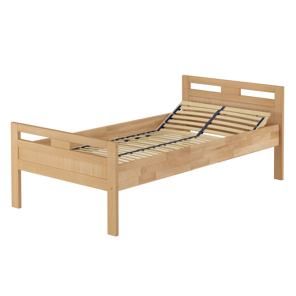 Massivholzbett Überlänge Seniorenbett Buche 90x220 Einzelbett hohes Bett V-60.74-09-220  Federholzrahmen inkl.