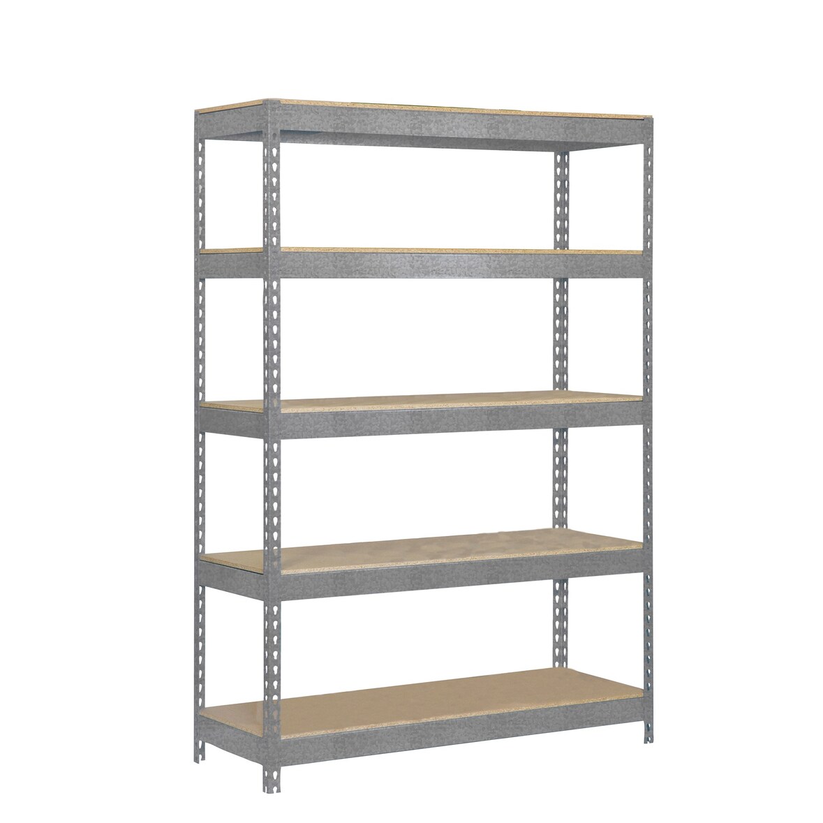 SimonRack Industrieel rek, 2000x1200x450 mm, 300 kg buigpunt, 5 houten legborden, garagerek, Galvaniseerd/Hout- Bricoforte