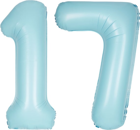 XL Folienballon hellblau Zahl 17