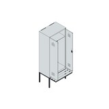 thumbnail of C+P Doppel-Spind Classic PLUS, Kunststoff schwebende Sitzbank, 2 Abteile, HxBxT 212x80x82cm, Zylinderschloss, Hellgrau/Clowngrün von PROREGAL