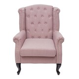 thumbnail of Poltrona stile vittoriano Chesterfield tessuto ~ rosa senza poggiapiedi