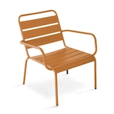 thumbnail of Oviala Set van 2 karamelkleurige metalen relaxfauteuils met voetensteun