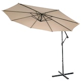 thumbnail of Sombrilla voladiza Acerra, parasol, Ø 3m inclinable, poliéster/acero 11kg ~ arena-beige con soporte