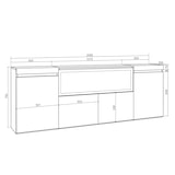 thumbnail of Dressoir, Opbergkast, Buffetkast, Sideboard, 208x35x75cm, 4 Deuren, Elektrische haard XXL, Moderne stijl, Eiken - 418_11