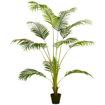 HOMCOM Palmera Areca Artificial 170 cm Árbol Artificial con 11 Hojas Realistas y Maceta de Plástico Decoración para Interior Exterior Salón Ø15x170 cm