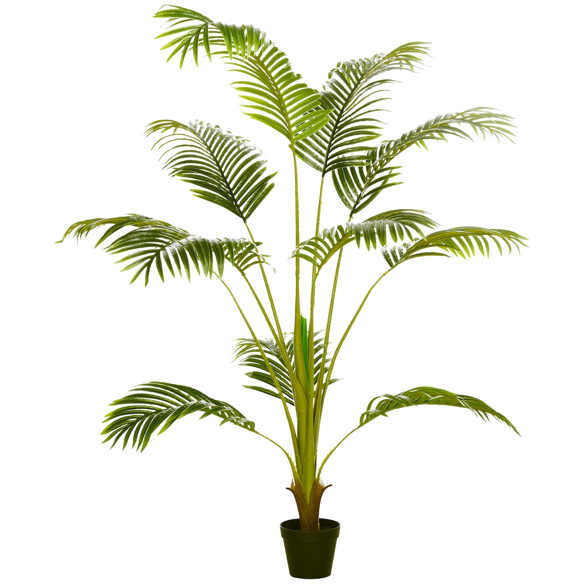HOMCOM Palmera Areca Artificial 170 cm Árbol Artificial con 11 Hojas Realistas y Maceta de Plástico Decoración para Interior Exterior Salón Ø15x170 cm