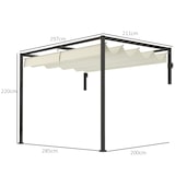 thumbnail of Outsunny pérgola con techo retráctil pérgola de pared 3x2 m cenador con tela de poliéster resistente al agua pabellón para jardín exterior crema