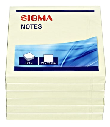 SIGMA Bloc de notes autocollantes 75 x 75 mm, carré, jaune pastel, 600 feuilles