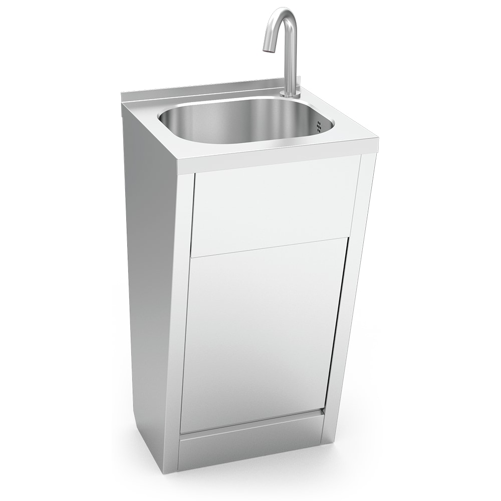 FRICOSMOS-Lavamanos registrable electrónico a pilas agua fría y caliente 450x450x850 mm.