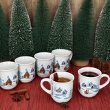 thumbnail of 6x Glühweinbecher 0,2L weiß Weihnachtslandschaft bunt Glühweintassen geeicht