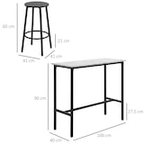 thumbnail of HOMCOM juego de mesa de comedor mesa alta de bar con 2 taburetes redondo 3 piezas marco de acero estilo moderno para cocina salón blanco y negro