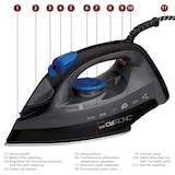 thumbnail of Fer à repasser vapeur avec 7 fonctions 1800W  DB 3703 Noir/bleu usage non-intensif Clatronic
