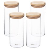 thumbnail of Wellhome - Set de 4 tarros de vidrio y madera 1,3 L en color Beige