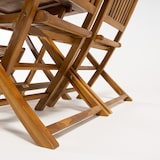 thumbnail of Conjunto de terraço de teca de grau A. Mesa retangular de 120 cm e 4 cadeiras dobráveis