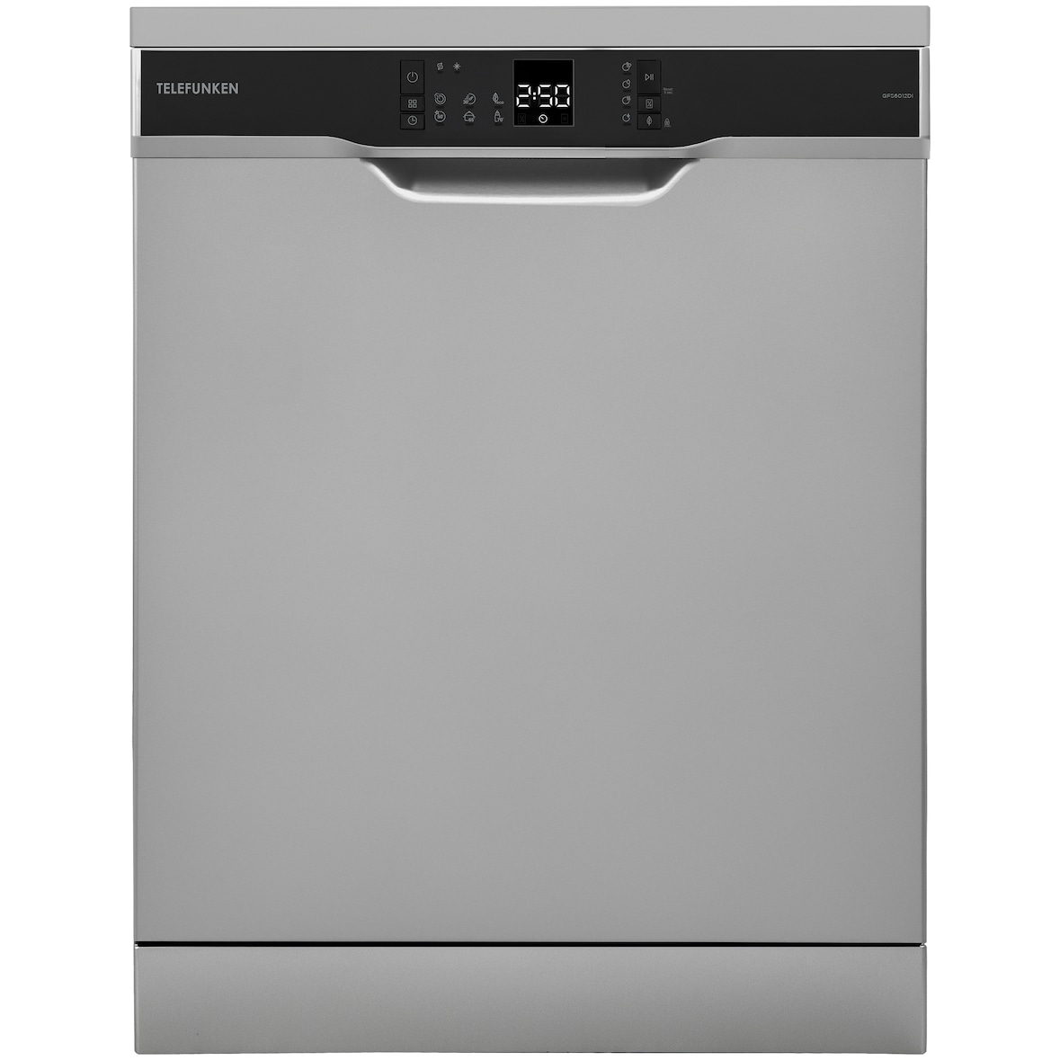 Telefunken Geschirrspüler freistehend 60 cm, Spülmaschine Silber, 12 Maßgedecke, 6 Programme, AquaStop, Eco, GFS6012DI