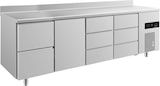 thumbnail of Kühltisch 2 Schubladen links je 3 Schubladen mittig&rechts 1 Tür Mitte, Aufkantung, 2330x700x850mm -2/+8°C 632l