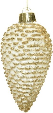 Christbaumschmuck 8cm Kunststoff Tannenzapfen Weihnachtsbaumschmuck elfenbein