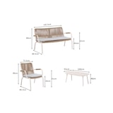 thumbnail of METRO PROFESSIONAL Conjunto de sofás para exterior Rivaria, 4 pçs, alumínio/rotim PE, design de corda, 1 sofá, 2 poltronas, 1 mesa de centro, marfim