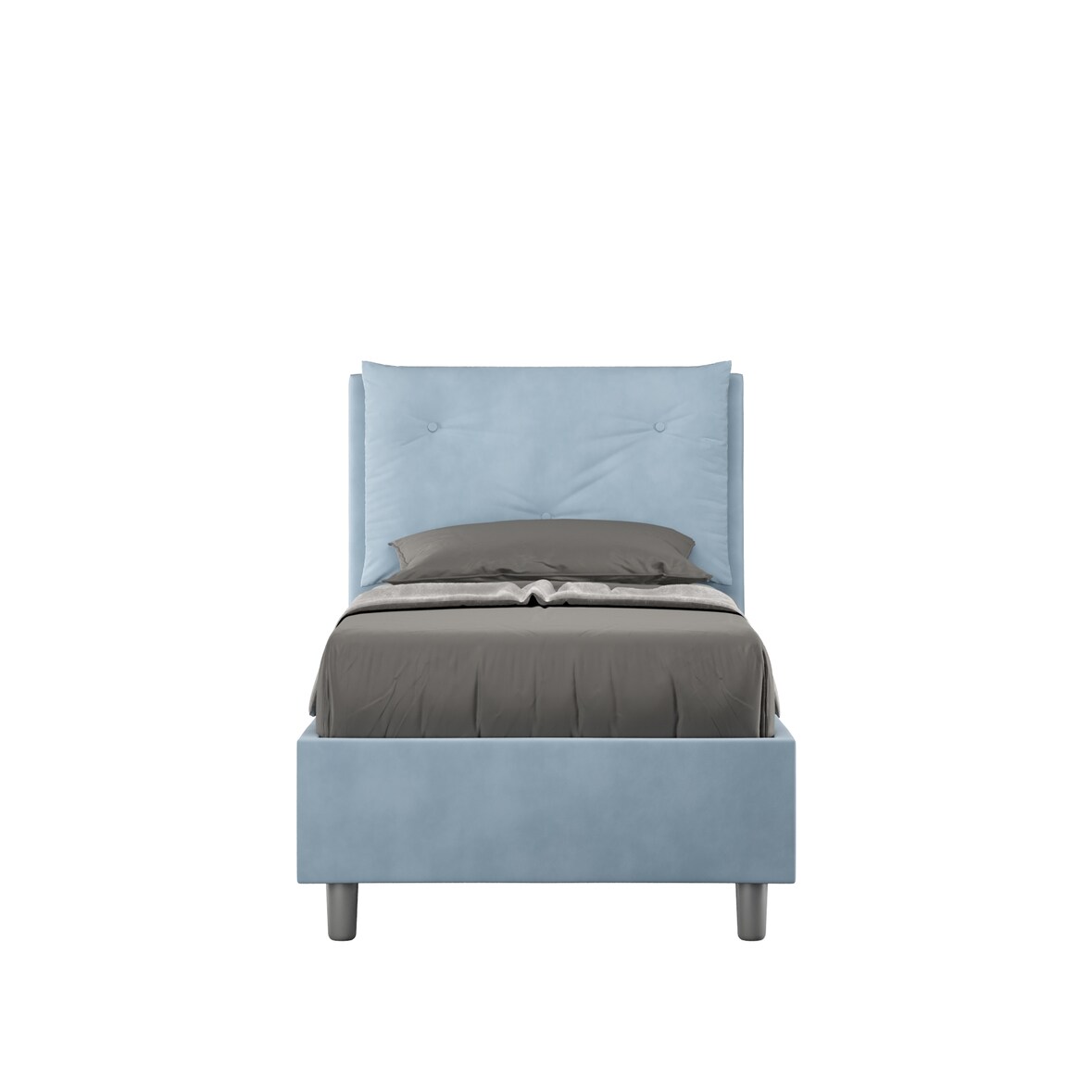 Letto Singolo con rete imbottito 90x200 microfibra azzurro Appia