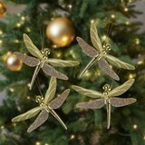 thumbnail of Weihnachtsbaumschmuck Libelle mit Glitzer L: 14cm in gold glänzend