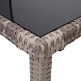 thumbnail of Poly-Rattan Garnitur HWC-G19, Sitzgruppe Balkon-/Lounge-Set, 4xStuhl+Tisch, 120x75cm ~ grau-braun, Kissen dunkelgrau