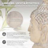 thumbnail of ECD Germany Buddha Kopf Figur 55 cm Beige Grau Polyresin Kunststein Statue Skulptur Feng Shui Gartenfigur Asien Deko