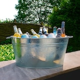 thumbnail of 2x Zinkwanne Getränkekühler Pflanzgefäß Sektkühler Getränkewanne Eiskübel silber Silber