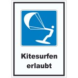 thumbnail of Kitesurfen erlaubt Symbol und Text Aufkleber A0 (841x1189mm)
