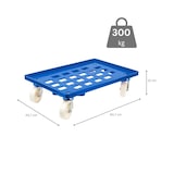 thumbnail of PROREGAL 2x Transportroller für Euroboxen 60x40cm mit Kunststoffräder blau | Gitter/Rasterdeck | 2 Lenkrollen & 2 Bremsrollen