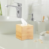 thumbnail of Relaxdays Kosmetiktücherbox quadratisch, Taschentuchbox Holz, Kosmetikbox Bambus, HxBxT: 15,5 x 14,5 x 14,5 cm, natur