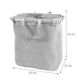 thumbnail of Cesto para roupa suja HWC-C34, Cesto para roupa suja Cesto para roupa suja com cordão, 2 compartimentos Pega 54x52x32cm 89l ~ cinzento
