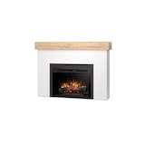 thumbnail of AVEN – Freistehender elektrischer LED-Kamin, Mattweiß/Helle Eiche, 26"