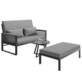 thumbnail of Merax Merax Modulares Gartenmöbel Set, 2-in-1 Sonnenliege & Gartensofa, Kissen & verstellbare Rückenlehne, Grau