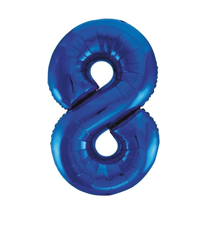 Unique Folienballon Zahl 8 blau