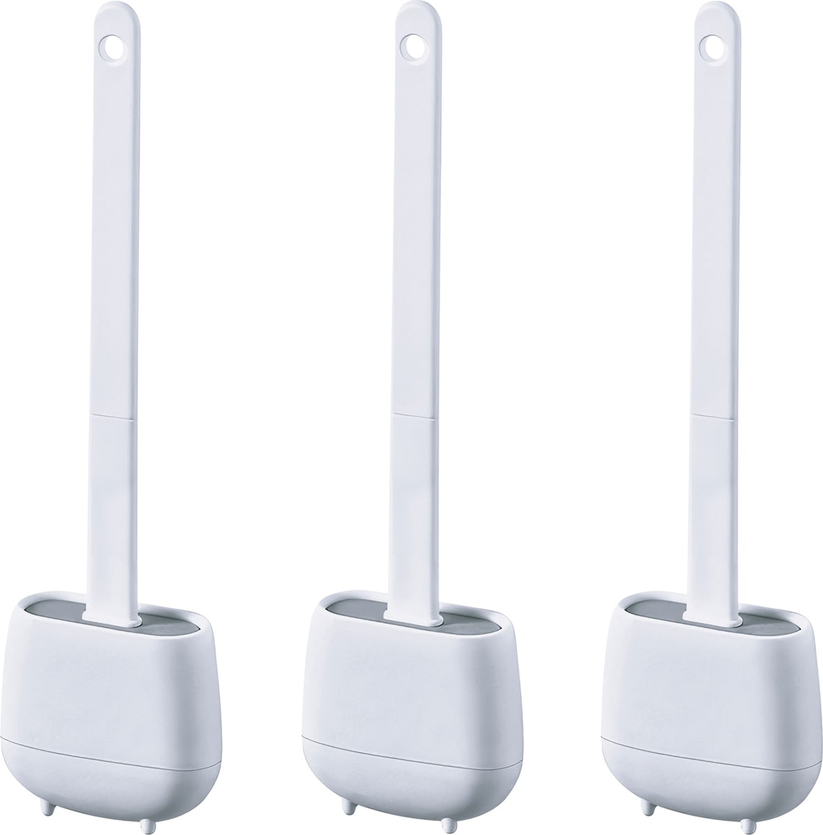 WELL HOME - Set aus 3 WC-Bürsten aus TPR und thermoplastischem Gummi, Weiß