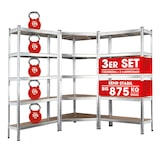 thumbnail of EASYmaxx Schwerlastregal 3er-Set - 1x Schwerlast-Eckregal/2x Schwerlastregal - silber/holzfarben