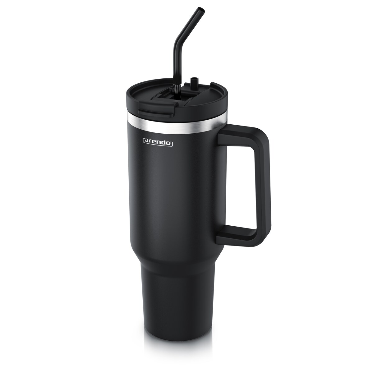 Arendo Thermobecher 1200 ml, Edelstahl Tumbler mit Deckel, Henkel, Strohhalm, doppelwandig, vakuumdicht, auslaufsicher