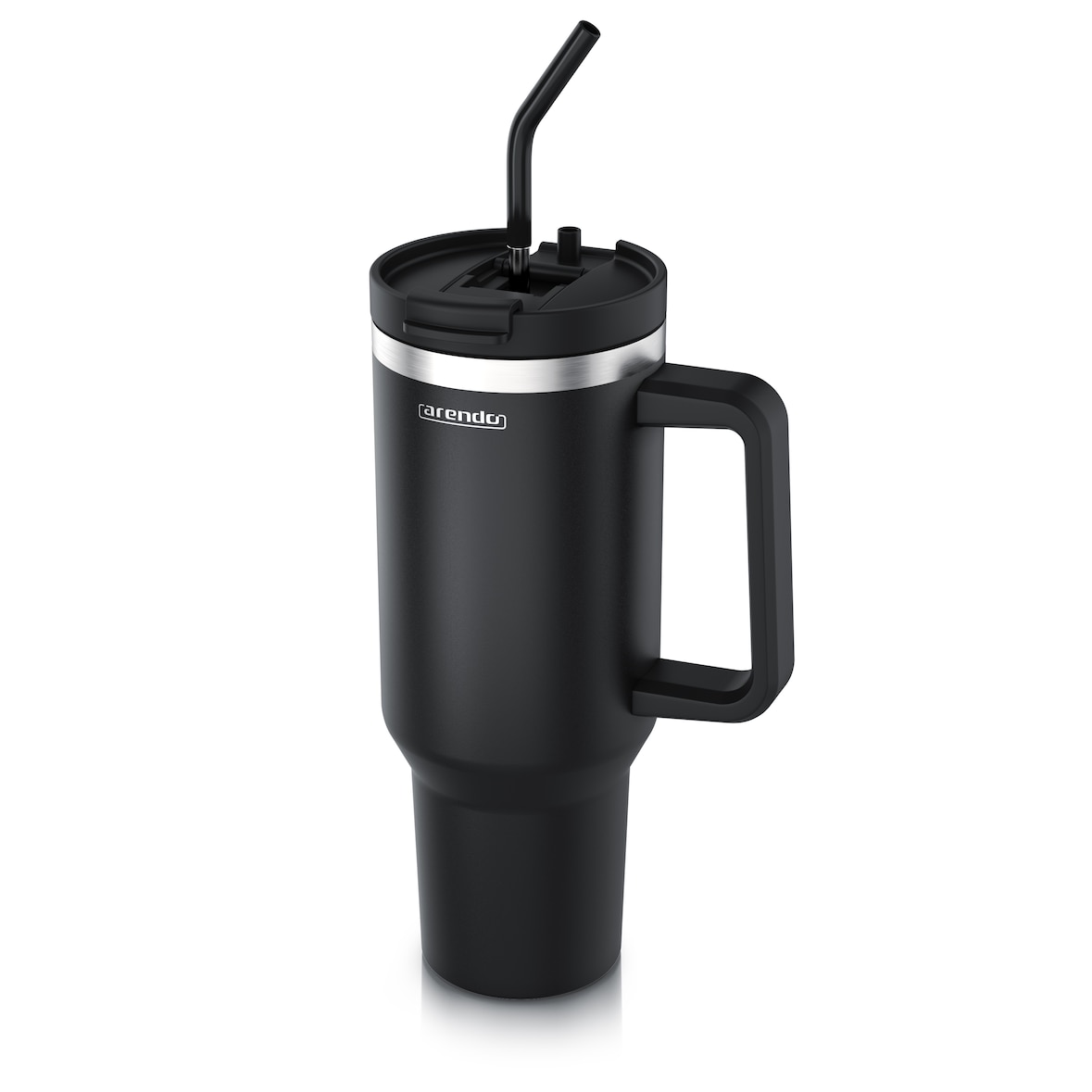 Arendo Thermobecher 1200 ml, Edelstahl Tumbler mit Deckel, Henkel, Strohhalm, doppelwandig, vakuumdicht, auslaufsicher