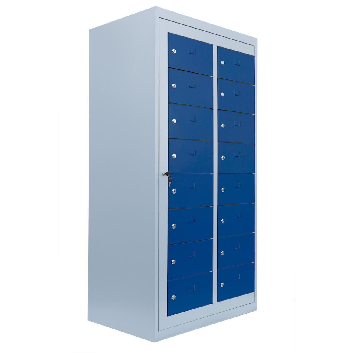 Verteilerschrank 16 Fächer Stahlschrank Schrank Postschrank Personalschrank grau/blau 526281