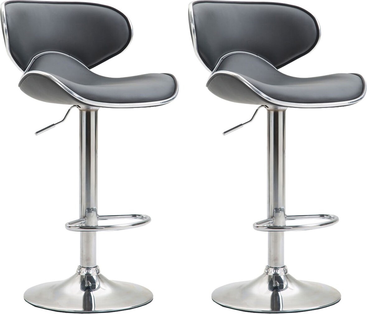 CHEFGASTRO 2er Set Barhocker MADEIRA Kunstleder Chrom HxBxT 88x46x49cm Kunstleder Grau Barstuhl