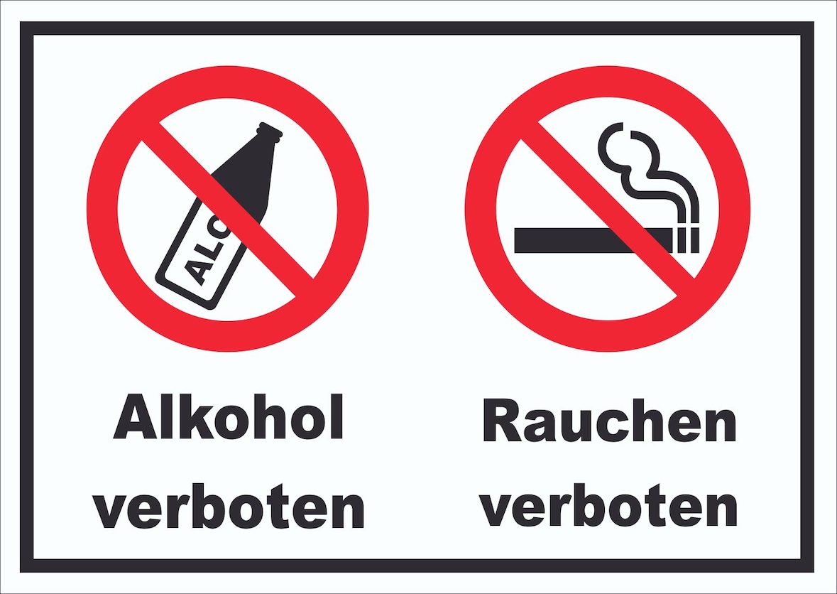 Schild Alkohol Rauchen verboten A0 (841x1189mm)
