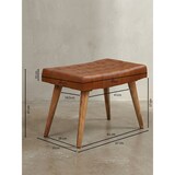 thumbnail of Sitzhocker 67x47x39 cm Mango Massivholz / Echtleder Chesterfield-Design, Lederhocker Braun, Beistellhocker Hocker ohne Lehne, Country