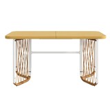 thumbnail of Merax Gartenmöbel Set 6-Sitzer, Outdoor Essgruppe mit Tisch und Stühlen, WPC Tisch Holzoptik, Eisengestell weiß, PE Rattan