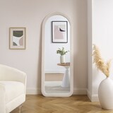 thumbnail of SalesFever Spiegel mit Kunstfell | abgerundeter Rahmen | MDF & Spiegelglas | B 60 x T 3 x H 160 cm | Beige – Klarglas