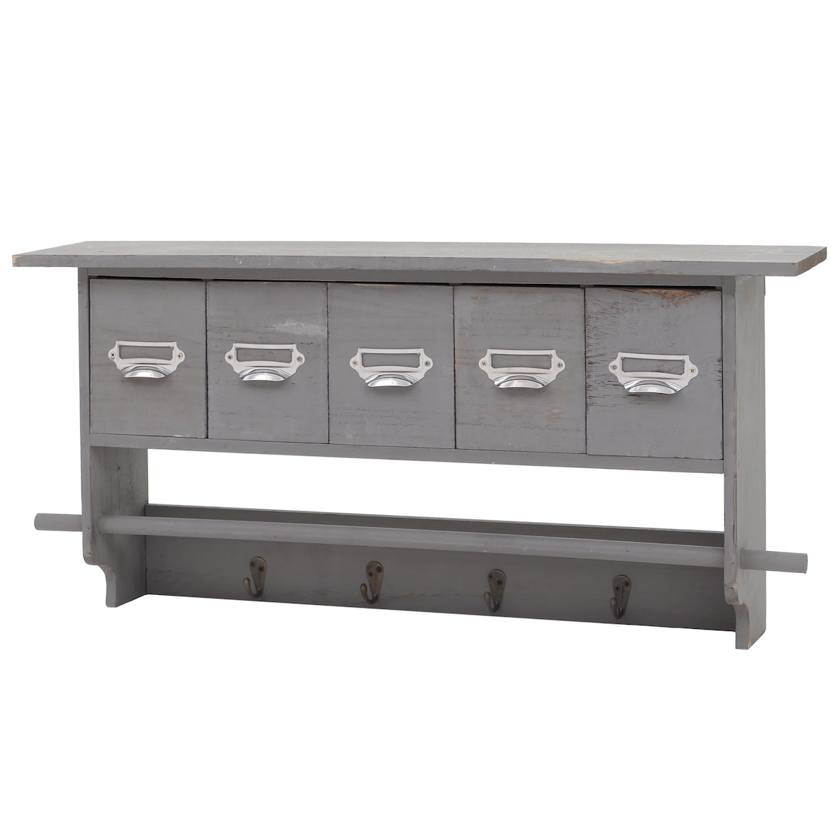 Küchenregal HWC-C49, Haushaltsregal Regal, Vintage mit 5 Schubladen 32x65x13cm ~ Shabby Look, grau